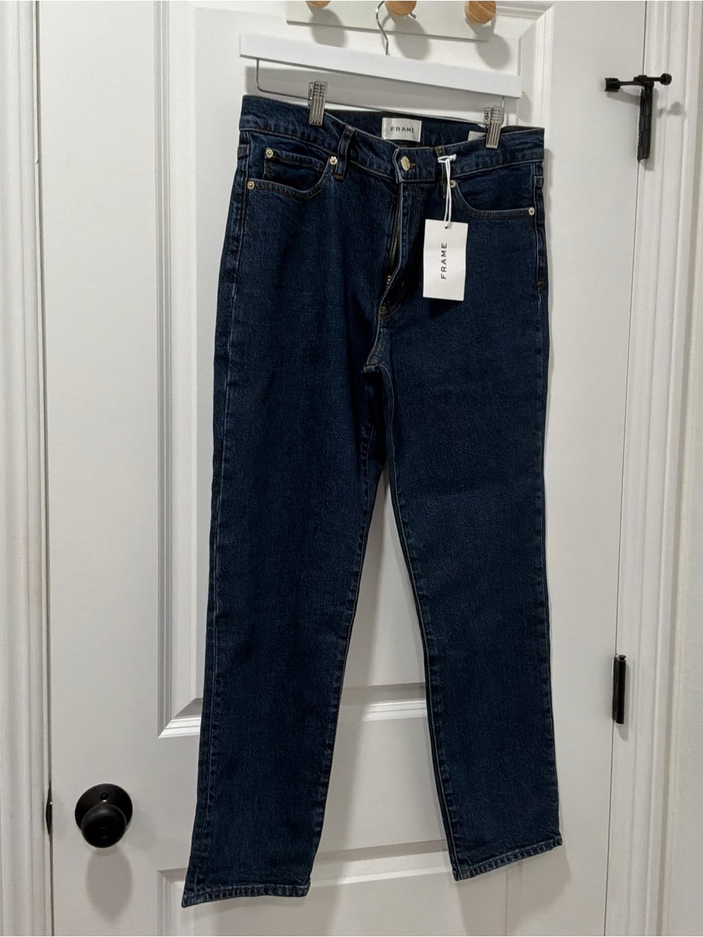 Frame Denim Straight-Leg Jeans in Dark Indigo